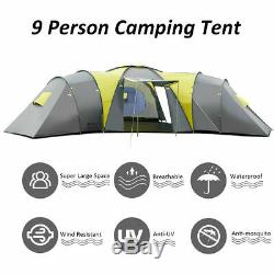 Tente De Camping Extérieure De Grande Capacité Premium Pour 9 Personnes, Avec 3 Et 1 Chambres, Famille