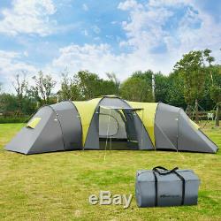 Tente De Camping Extérieure De Grande Capacité Premium Pour 9 Personnes, Avec 3 Et 1 Chambres, Famille