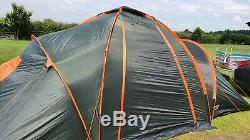 Tente De Camping Familiale Grande Régate Pour 3 Personnes, 3 Chambres, Vert-orange 928/1617 (d)