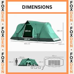 Tente Dôme 5-6 Personnes Verte avec Aérations Sac de Transport Abri Familial de Camping Fenêtre FOXDEN