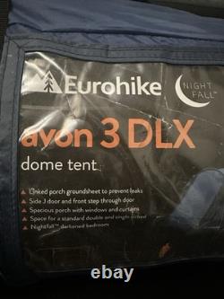Tente Eurohike Avon 3 DLX Nightfall pour 3 personnes, toute neuve, jamais utilisée