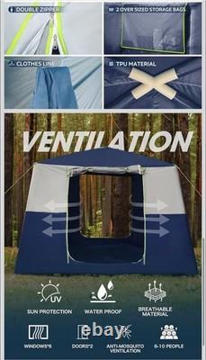 Tente Gonflable 14.1'x6.5'x9' pour 6-10 Personnes, Montage Facile, Grande Tente Familiale avec 2 Portes