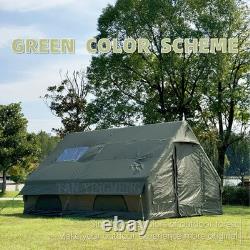 Tente Gonflable XL Luxe Tente de Glamping Camping Extérieur Fenêtres Grande Vert Armée
