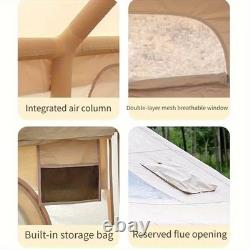 Tente Gonflable pour Camping 6-8 Personnes 7,5m2 avec Pompe à Main Fenêtres Beige