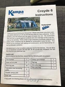 Tente Kampa Croyde 6 avec poteaux en acier, une grande tente avec une utilisation minimale depuis sa nouvelle acquisition