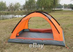 Tente Orange Double Layer 2 Personne 4 Saison Extérieure Camping Neige Vent Jupe Lumière