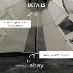 Tente Outsunny 6 Personnes Poteaux en Métal Murs Résistants à l'Eau Fenêtres Porte Zippée Verte