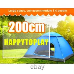 Tente Pop Up Automatique 3-4 Personnes Extérieure Randonnée Camping Imperméable Protection UV