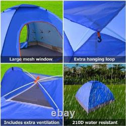 Tente Pop Up Automatique 3-4 Personnes Extérieure Randonnée Camping Imperméable Protection UV