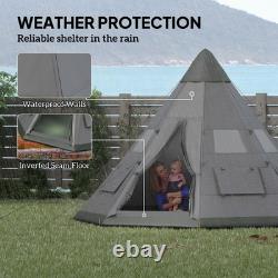 Tente Tipi 6 Personnes pour Camping en Famille 365x365cm, Hauteur de 260cm Résistante aux Intempéries