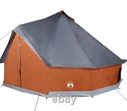 Tente Tipi Berkfield HomeFamille 6 Personnes Grise et Orange Imperméable