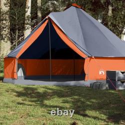 Tente Tipi WALPLUS pour Famille 8 Personnes Grise Orange Grande Abri Imperméable