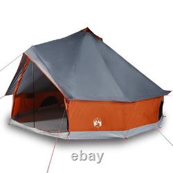 Tente Tipi WALPLUS pour Famille 8 Personnes Grise Orange Grande Abri Imperméable