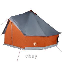 Tente Tipi WALPLUS pour Famille 8 Personnes Grise Orange Grande Abri Imperméable