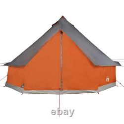 Tente Tipi WALPLUS pour Famille 8 Personnes Grise Orange Grande Abri Imperméable