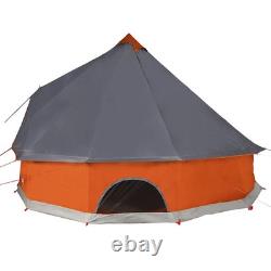 Tente Tipi WALPLUS pour Famille 8 Personnes Grise Orange Grande Abri Imperméable