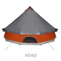 Tente Tipi WALPLUS pour Famille 8 Personnes Grise Orange Grande Abri Imperméable