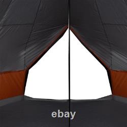 Tente Tipi WALPLUS pour Famille 8 Personnes Grise Orange Grande Abri Imperméable