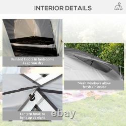 Tente Tunnel 4-6 Personnes, Tente de Camping avec 2 Chambres, Espace de Vie et Porche