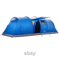 Tente Tunnel Grande 6 Personnes 2 Chambres Familiale Camping Imperméable Tapis de Sol Cousu