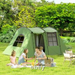 Tente Tunnel Outsunny 3-4 Personnes avec Sol Cousu Tapis de Sol Imperméable 3000mm Vert