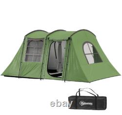 Tente Tunnel Outsunny 3-4 Personnes avec Sol Cousu Tapis de Sol Imperméable 3000mm Vert