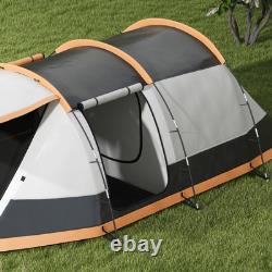 Tente Tunnel Outsunny avec Chambre, Salon et Véranda pour 3-4 Personnes, Orange