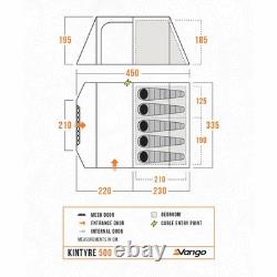 Tente Tunnel Vango Kintyre 500 pour Camping en Plein Air, Grand Abri pour 5 Personnes en Fibres de Verre