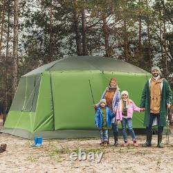 Tente Tunnel de Camping 4-8 Personnes Abri Dôme Porche 2 Chambres Crochet pour Lampe Sac Portable