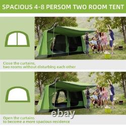 Tente Tunnel de Camping 4-8 Personnes Abri Dôme Porche 2 Chambres Crochet pour Lampe Sac Portable