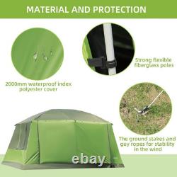 Tente Tunnel de Camping 4-8 Personnes Abri Dôme Porche 2 Chambres Crochet pour Lampe Sac Portable