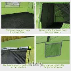Tente Tunnel de Camping 4-8 Personnes Abri Dôme Porche 2 Chambres Crochet pour Lampe Sac Portable