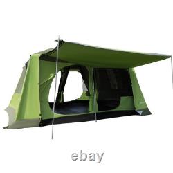 Tente Tunnel de Camping 4-8 Personnes Abri Dôme Porche 2 Chambres Crochet pour Lampe Sac Portable