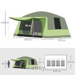 Tente Tunnel de Camping 4-8 Personnes Abri Dôme Porche 2 Chambres Crochet pour Lampe Sac Portable