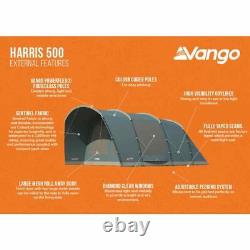 Tente Vango 5 personnes Harris 500 Tunnel à arceaux & Auvent/sol pour camping en famille