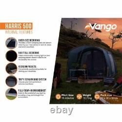 Tente Vango 5 personnes Harris 500 Tunnel à arceaux & Auvent/sol pour camping en famille