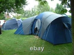 Tente Vango Biarritz 600. Auvent, grand salon et deux grandes chambres.