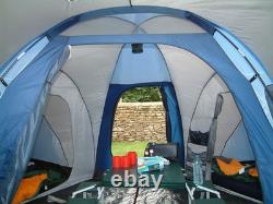 Tente Vango Biarritz 600. Auvent, grand salon et deux grandes chambres.