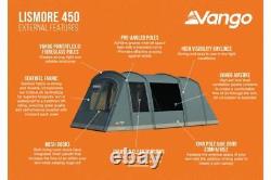 Tente Vango Lismore 450 pour 4 personnes - Forfait camping familial avec grand espace de couchage à poteaux