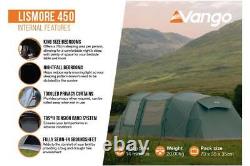 Tente Vango Lismore 450 pour 4 personnes - Forfait camping familial avec grand espace de couchage à poteaux