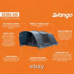 Tente Vango Sierra 500 Tunnel 5 personnes avec poteaux et cloison de chambre optionnelle pour famille