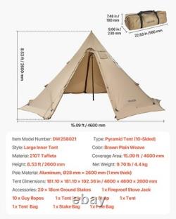 Tente chaude VEVOR Tipi avec cheminée étanche portable pour le camping de 4 à 6 personnes