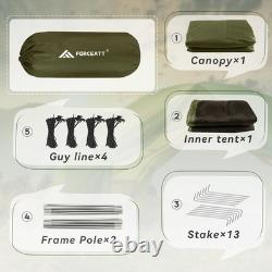 Tente compacte 2-4 personnes avec double porte et protection UV, parfaite pour le camping