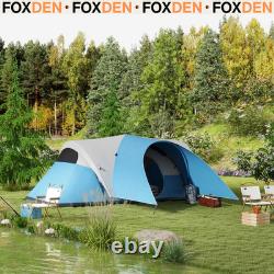 Tente de Camping 5-6 Personnes 3000mm Imperméable avec Fenêtres en Maille et Auvent Bleu AIR FOXDEN