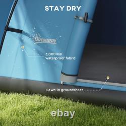 Tente de Camping 5-6 Personnes 3000mm Imperméable avec Fenêtres en Maille et Auvent Bleu AIR FOXDEN