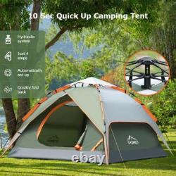 Tente de Camping, Tente Instantanée Pop Up pour 3 Personnes Imperméable, Grande Tente Automatique à Double Couche