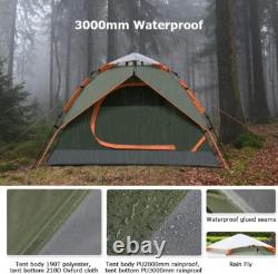 Tente de Camping, Tente Instantanée Pop Up pour 3 Personnes Imperméable, Grande Tente Automatique à Double Couche