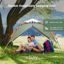 Tente de Camping, Tente Instantanée Pop Up pour 3 Personnes Imperméable, Grande Tente Automatique à Double Couche