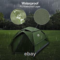 Tente de Camping, Tente Pop Up 2 en 1, Tente Dôme Instantanée Imperméable pour 3-4 Personnes