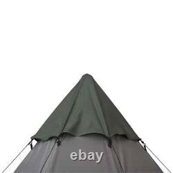 Tente de Camping Tipi 6-7 Personnes Grand Cadre Métallique Hexagonal avec Sac de Transport Gris